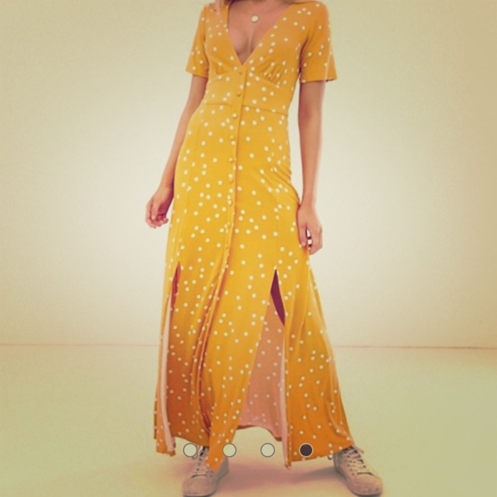 ASOS button thru mustard maxi tea dress